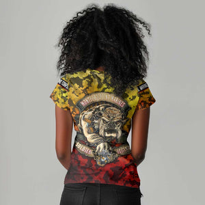 Montford Point Marines Women V-Neck T-Shirt Afro Devil Dog Soldier Legend - African Pride