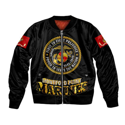 Montford Point Marines Bomber Jacket Afro First to Fight Prejudice - African Pride
