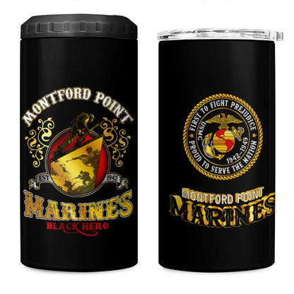 Montford Point Marines 4 in 1 Can Cooler Tumbler Afro First to Fight Prejudice - African Pride