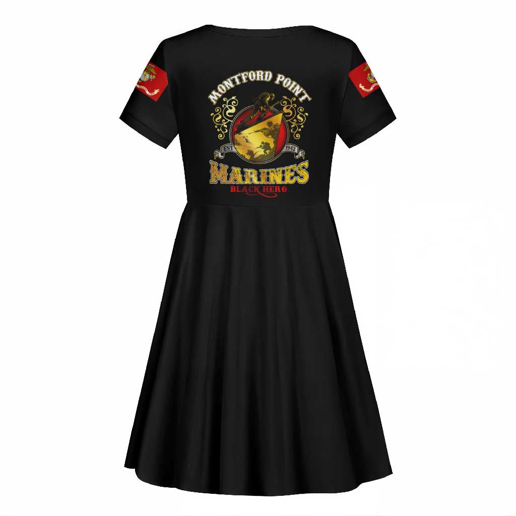 Montford Point Marines Kid Short Sleeve Dress Afro First to Fight Prejudice - African Pride