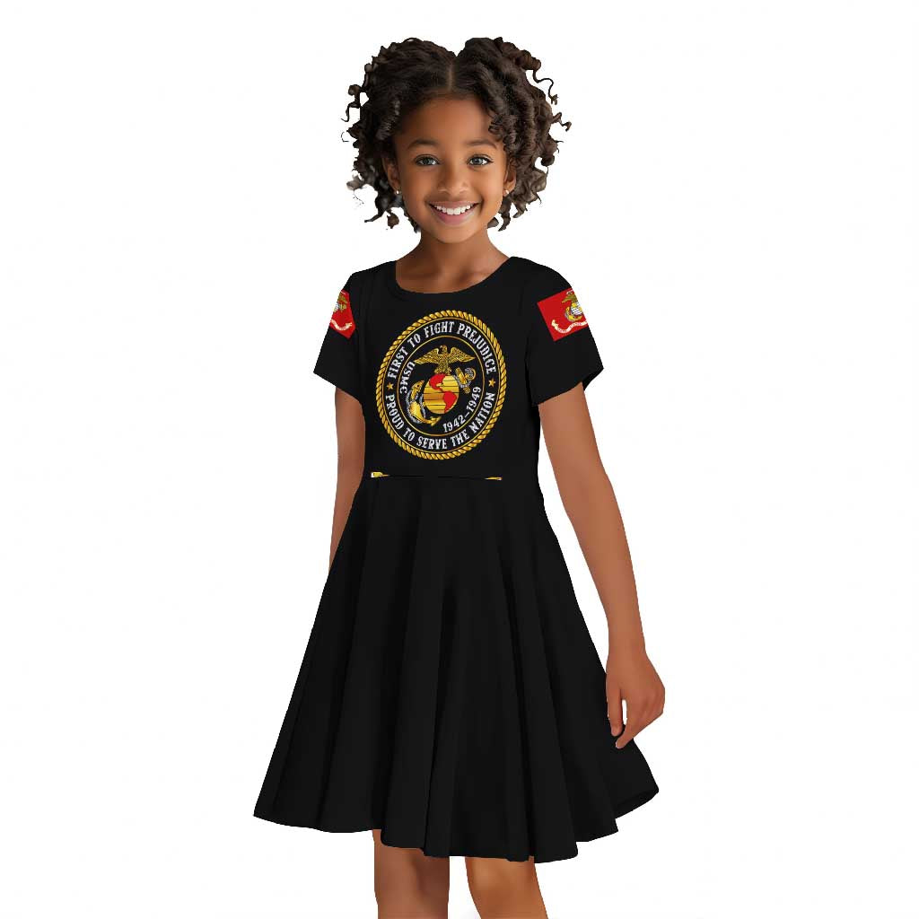 Montford Point Marines Kid Short Sleeve Dress Afro First to Fight Prejudice - African Pride