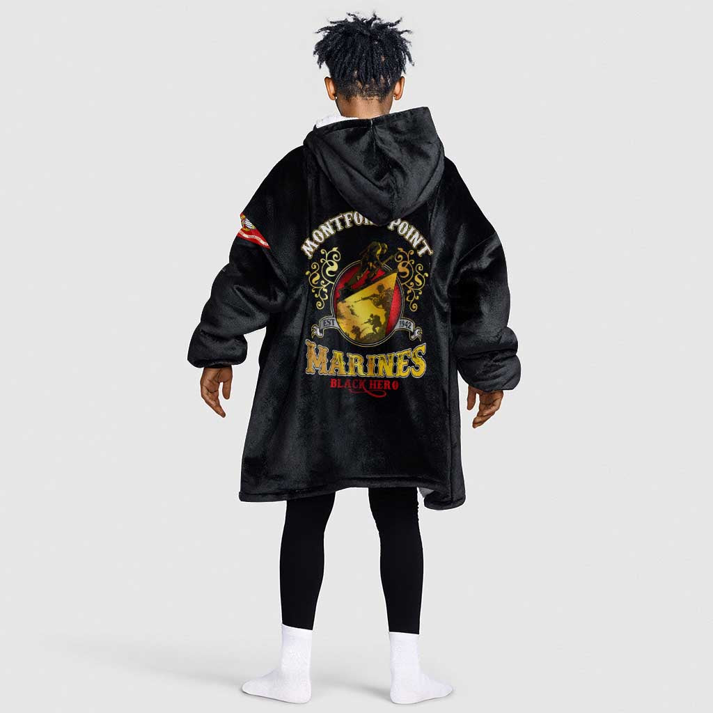 Montford Point Marines Kid Wearable Blanket Hoodie Afro First to Fight Prejudice - African Pride