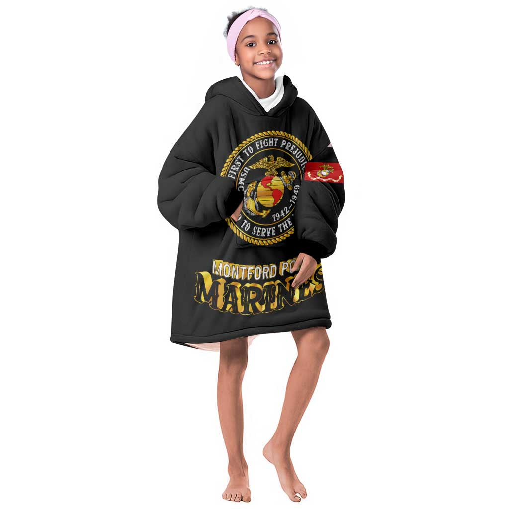 Montford Point Marines Kid Wearable Blanket Hoodie Afro First to Fight Prejudice - African Pride