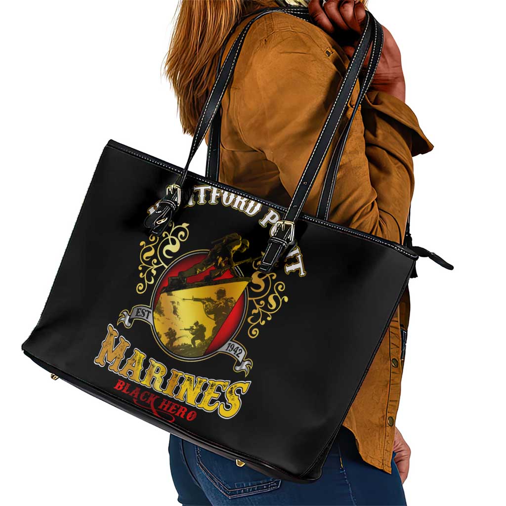 Montford Point Marines Leather Tote Bag Afro First to Fight Prejudice - African Pride