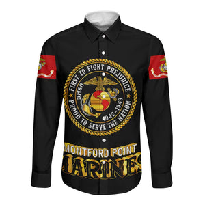 Montford Point Marines Long Sleeve Button Shirt Afro First to Fight Prejudice - African Pride