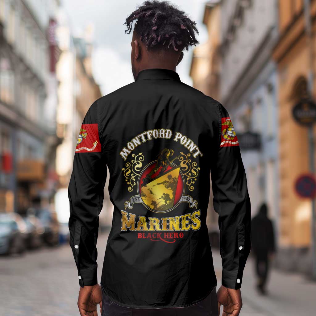 Montford Point Marines Long Sleeve Button Shirt Afro First to Fight Prejudice - African Pride
