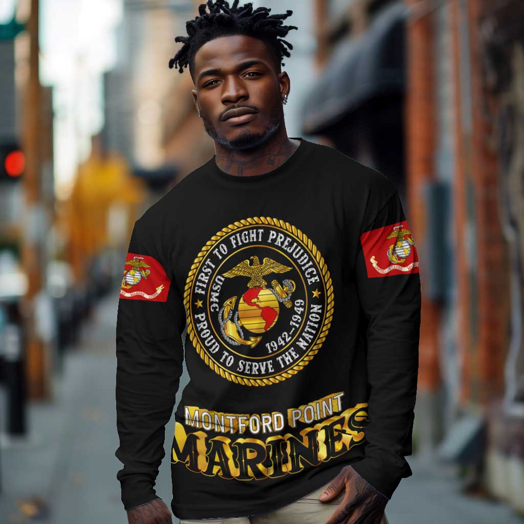 Montford Point Marines Long Sleeve Shirt Afro First to Fight Prejudice - African Pride