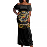 Montford Point Marines Off Shoulder Maxi Dress Afro First to Fight Prejudice - African Pride