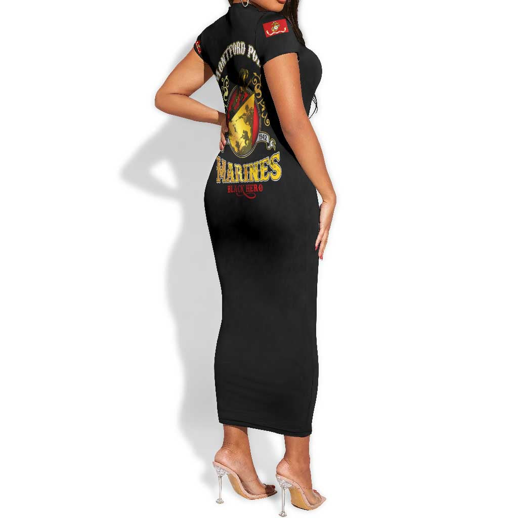 Montford Point Marines Short Sleeve Bodycon Dress Afro First to Fight Prejudice - African Pride