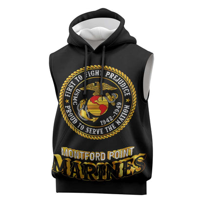 Montford Point Marines Sleeveless Hoodie Afro First to Fight Prejudice - African Pride