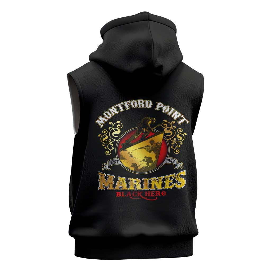 Montford Point Marines Sleeveless Hoodie Afro First to Fight Prejudice - African Pride