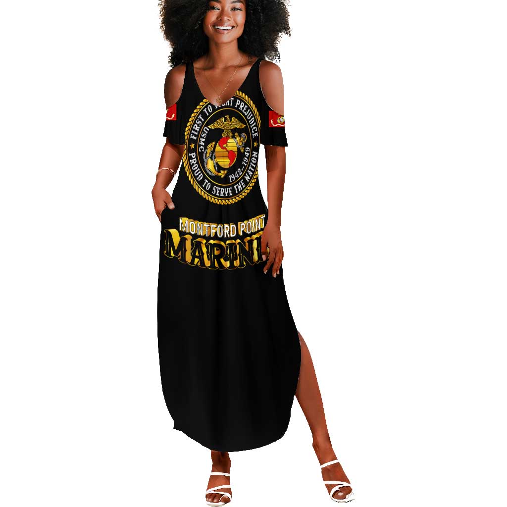 Montford Point Marines Summer Maxi Dress Afro First to Fight Prejudice - African Pride