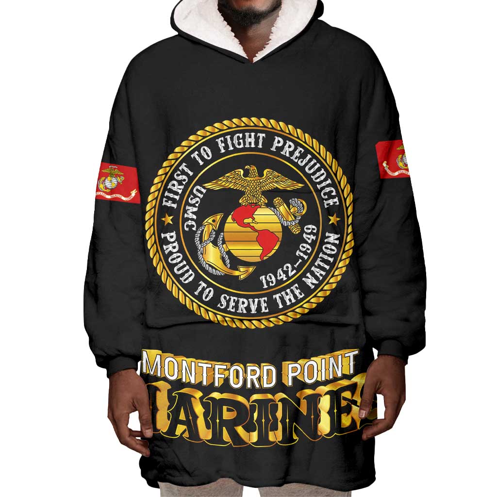 Montford Point Marines Wearable Blanket Hoodie Afro First to Fight Prejudice - African Pride