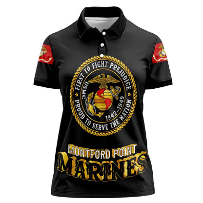 Montford Point Marines Women Polo Shirt Afro First to Fight Prejudice - African Pride