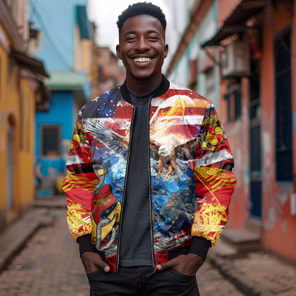 Montford Point Marines Bomber Jacket African American Eagle Anchor Tribute - African Pride