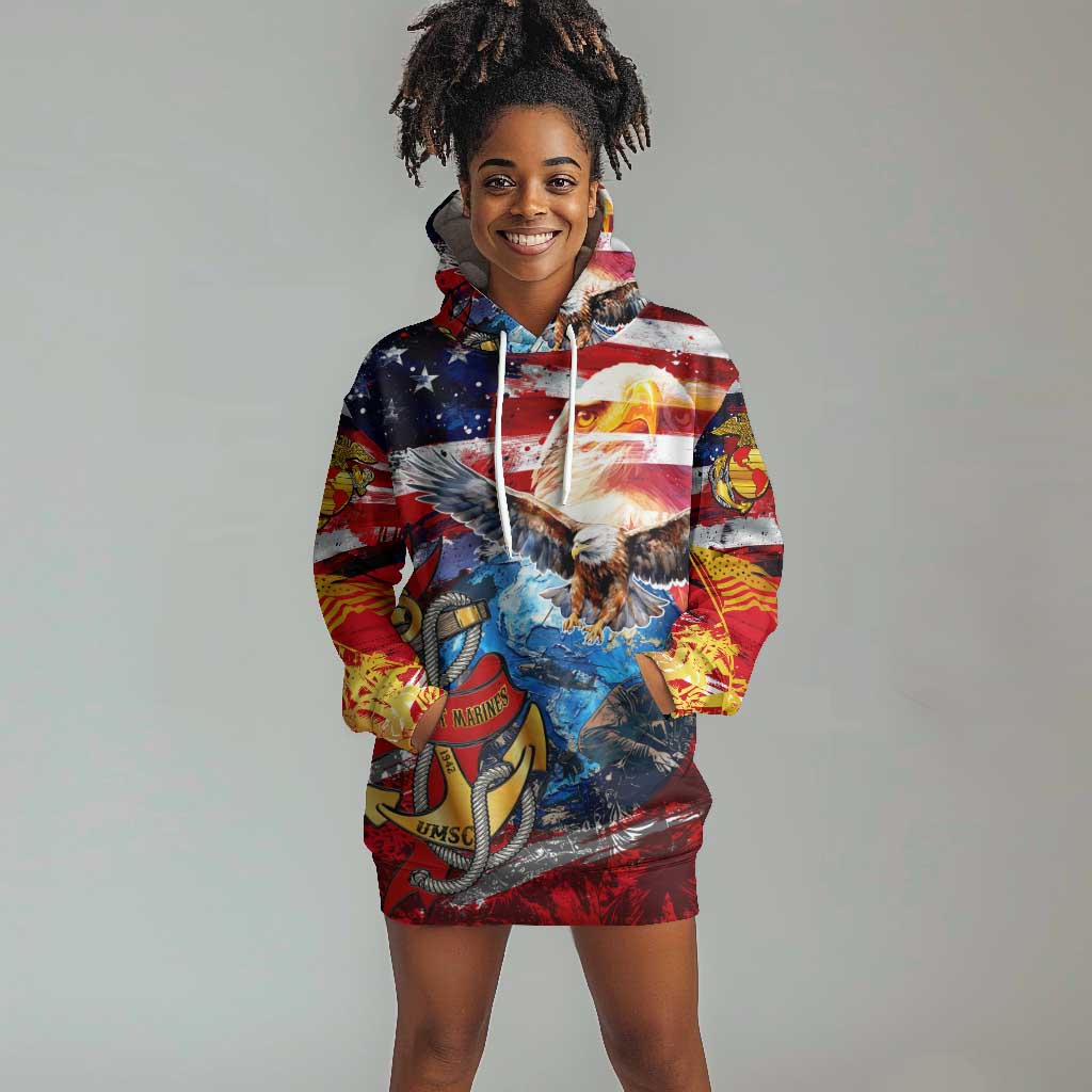 Montford Point Marines Hoodie Dress African American Eagle Anchor Tribute - African Pride
