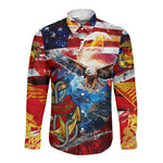 Montford Point Marines Long Sleeve Button Shirt African American Eagle Anchor Tribute - African Pride