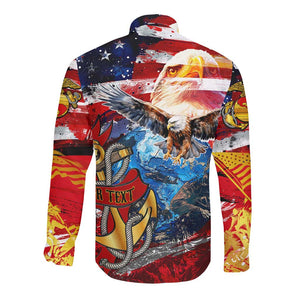 Montford Point Marines Long Sleeve Button Shirt African American Eagle Anchor Tribute - African Pride