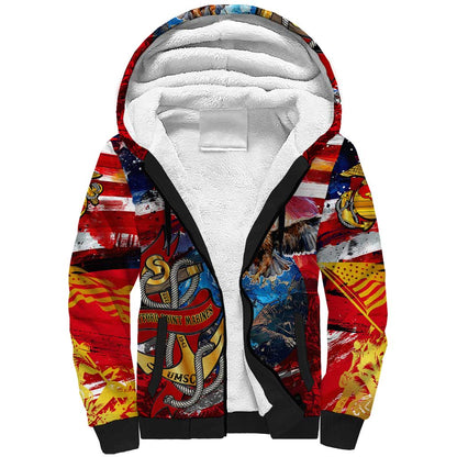 Montford Point Marines Sherpa Hoodie African American Eagle Anchor Tribute - African Pride