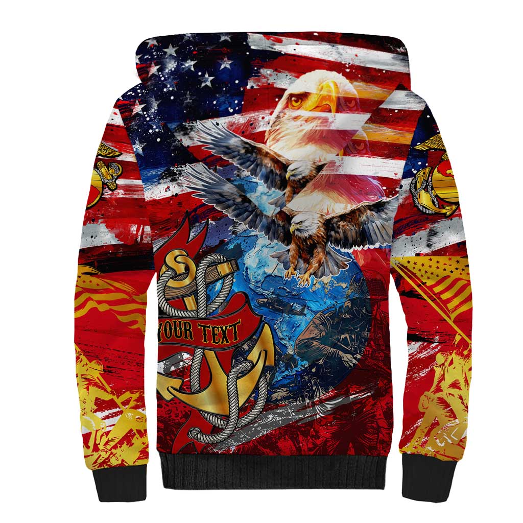 Montford Point Marines Sherpa Hoodie African American Eagle Anchor Tribute - African Pride