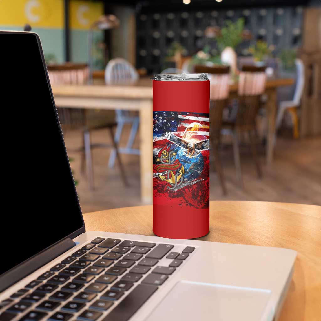 Montford Point Marines Skinny Tumbler African American Eagle Anchor Tribute - African Pride