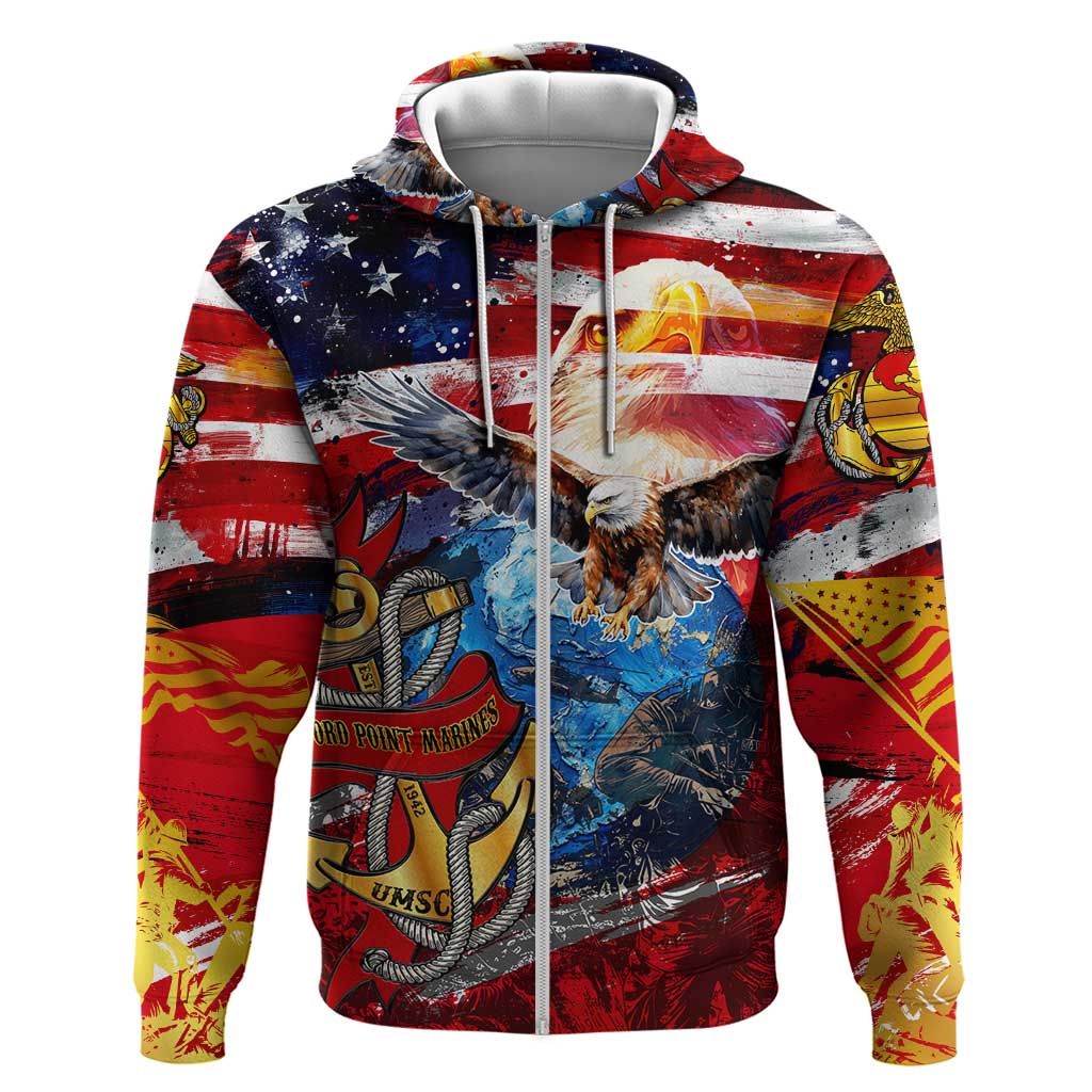 Montford Point Marines Zip Hoodie African American Eagle Anchor Tribute - African Pride