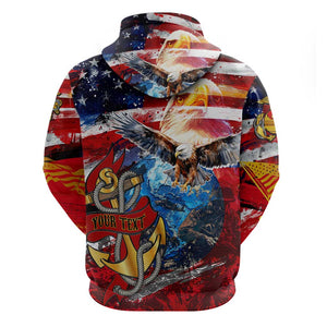 Montford Point Marines Zip Hoodie African American Eagle Anchor Tribute - African Pride