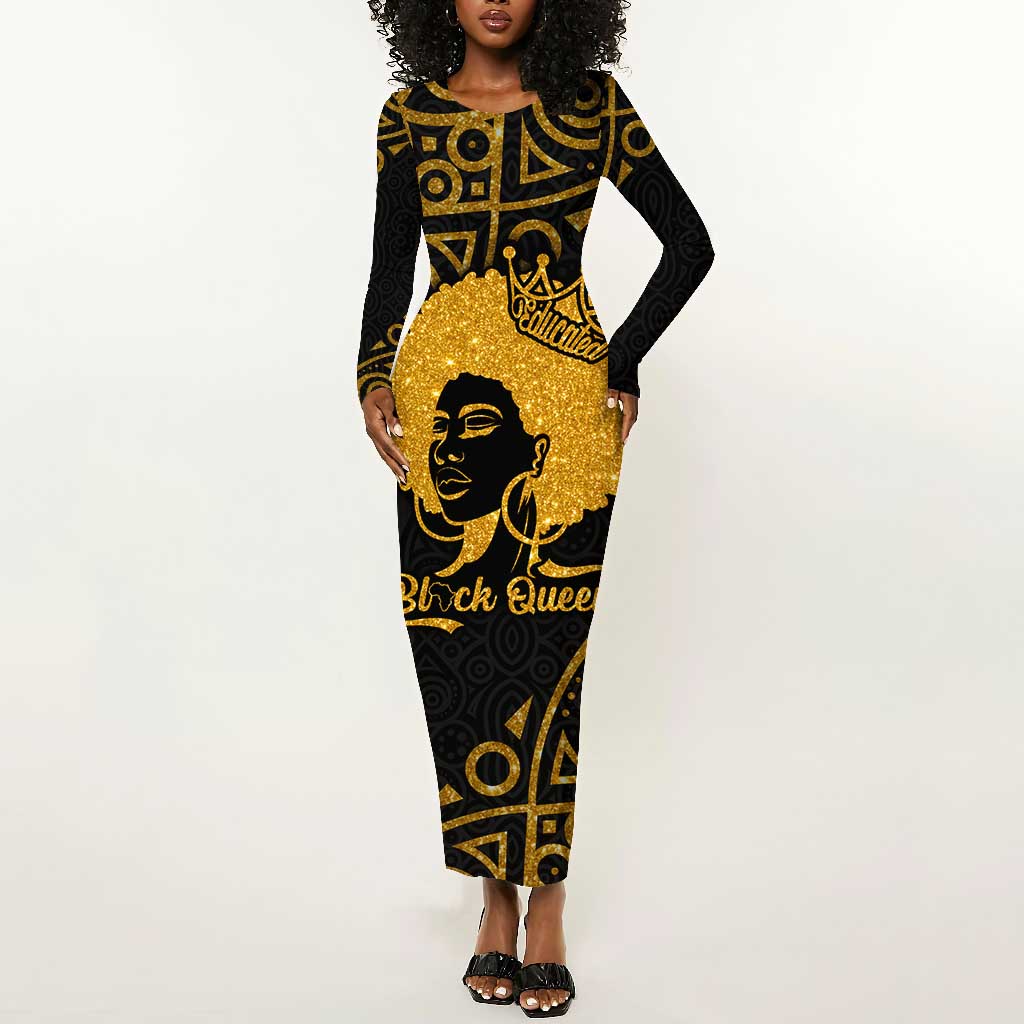 Educated Black Queen Long Sleeve Bodycon Dress African Women