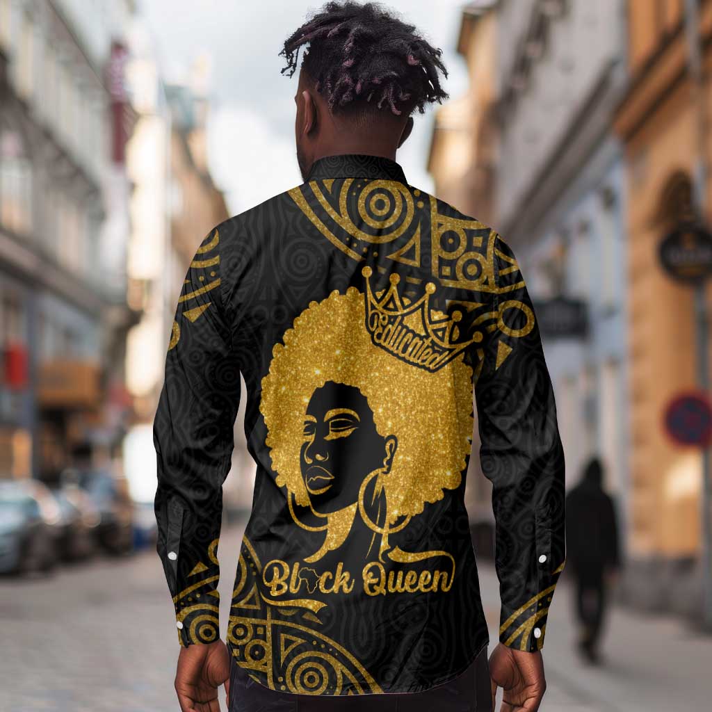 Educated Black Queen Long Sleeve Button Shirt African Women