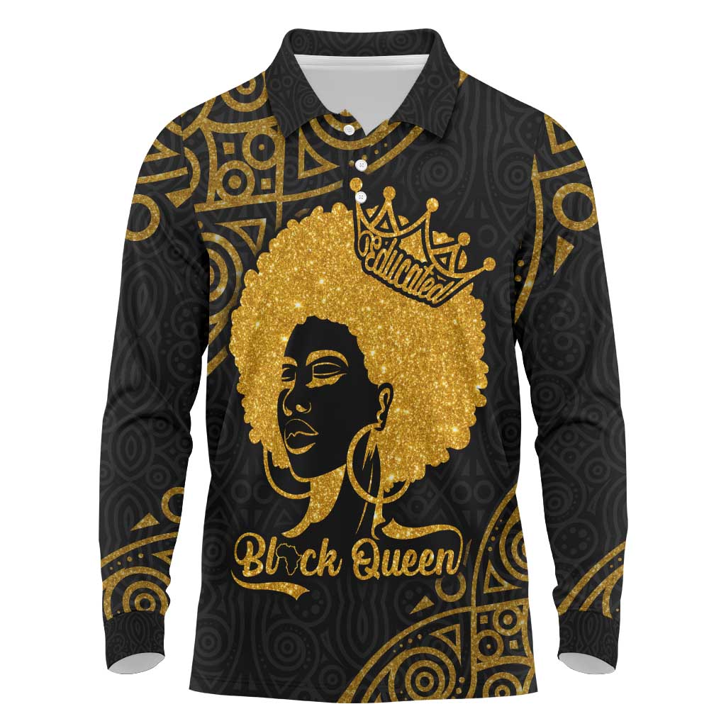 Educated Black Queen Long Sleeve Polo Shirt African Women