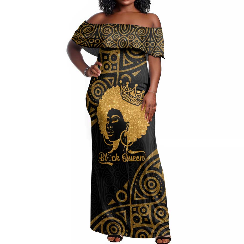 Educated Black Queen Off Shoulder Maxi Dress African Women