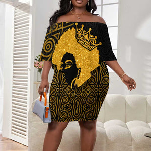 Educated Black Queen Off Shoulder Short Dress African Women