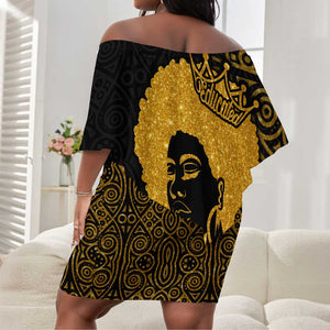 Educated Black Queen Off Shoulder Short Dress African Women