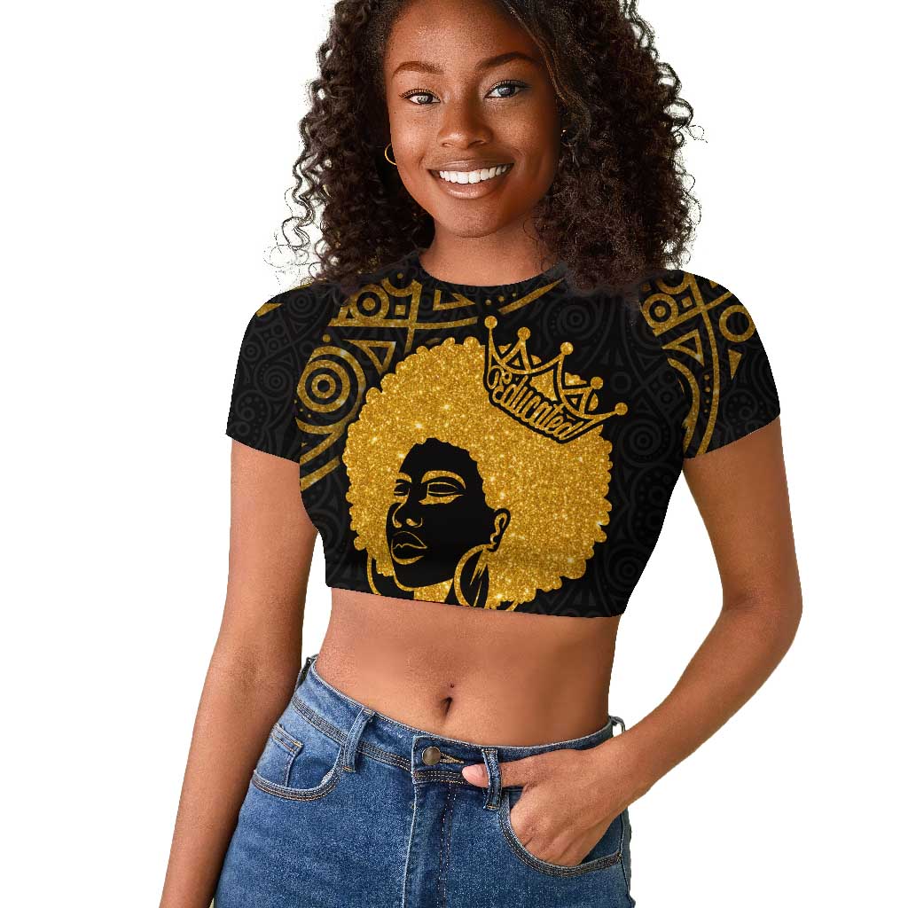 Educated Black Queen Raglan Cropped T shirt African Women