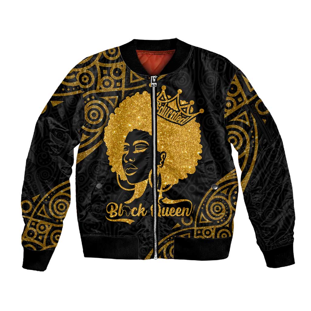 Educated Black Queen Sleeve Zip Bomber Jacket African Women