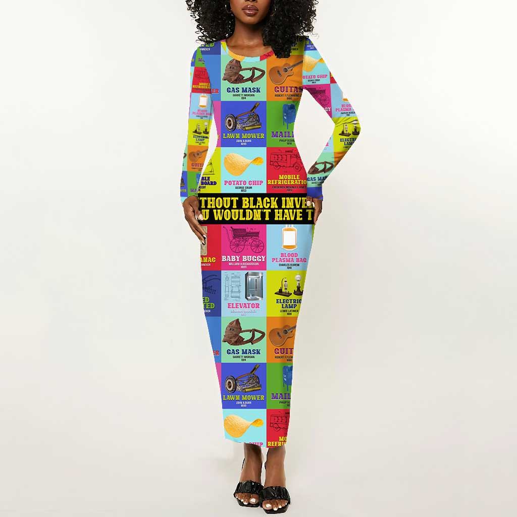 Black Inventions Long Sleeve Bodycon Dress African-American Inventors DT02