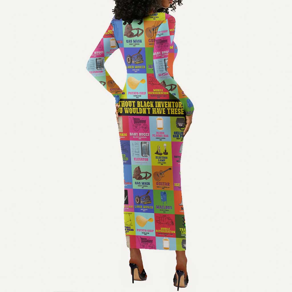 Black Inventions Long Sleeve Bodycon Dress African-American Inventors DT02