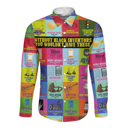 Black Inventions Long Sleeve Button Shirt African-American Inventors