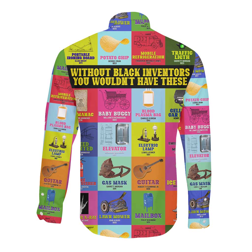 Black Inventions Long Sleeve Button Shirt African-American Inventors