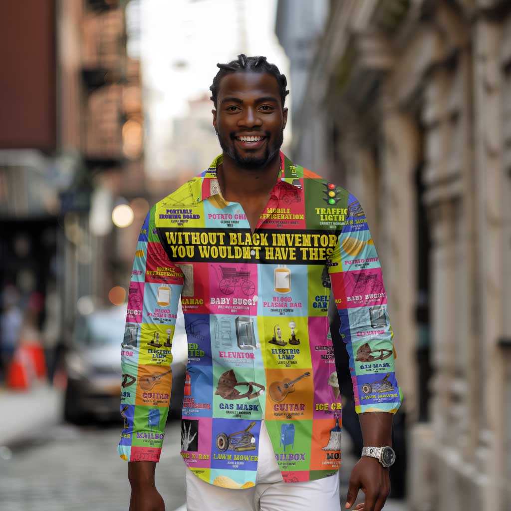 Black Inventions Long Sleeve Button Shirt African-American Inventors