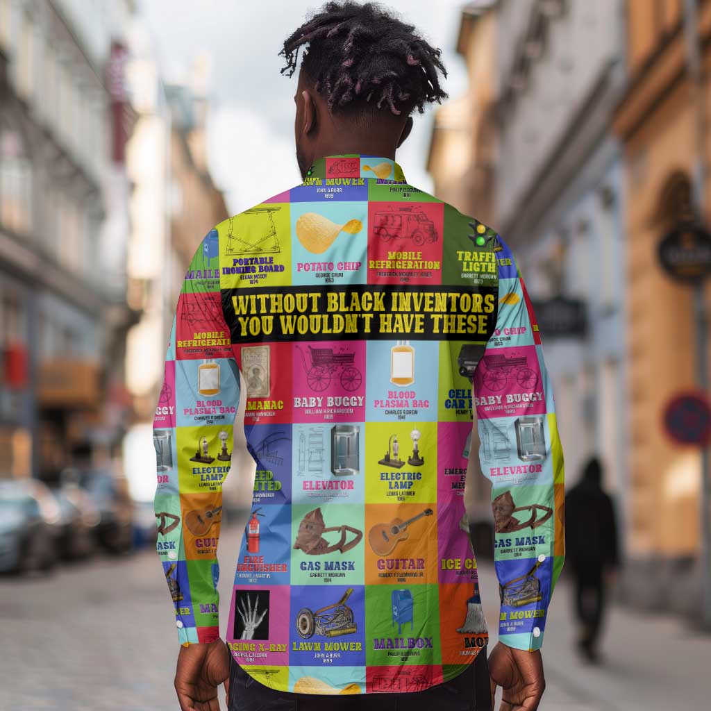 Black Inventions Long Sleeve Button Shirt African-American Inventors