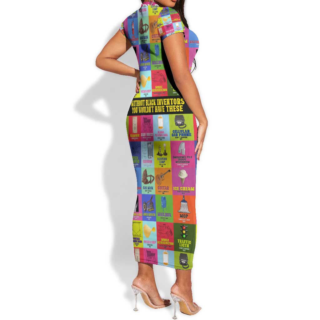 Black Inventions Short Sleeve Bodycon Dress African-American Inventors DT02