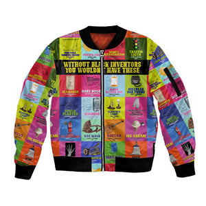 Black Inventions Sleeve Zip Bomber Jacket African-American Inventors