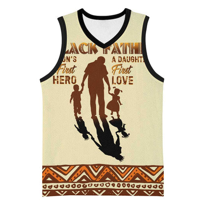 Black Father Basketball Jersey African Father with Son and Daughter DT02