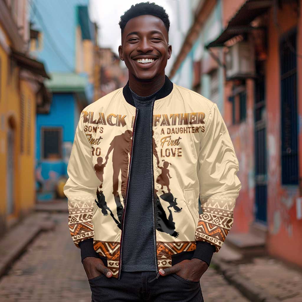 Black Father Bomber Jacket African Father with Son and Daughter
