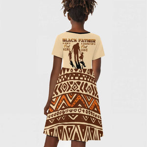 Black Father Kid Short Sleeve Dress African Father with Son and Daughter