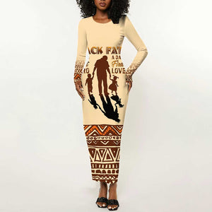 Black Father Long Sleeve Bodycon Dress African Father with Son and Daughter