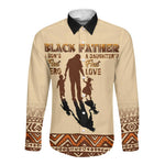 Black Father Long Sleeve Button Shirt African Father with Son and Daughter