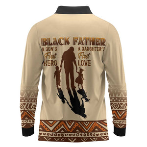 Black Father Long Sleeve Polo Shirt African Father with Son and Daughter