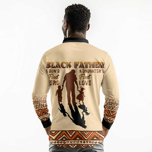 Black Father Long Sleeve Polo Shirt African Father with Son and Daughter